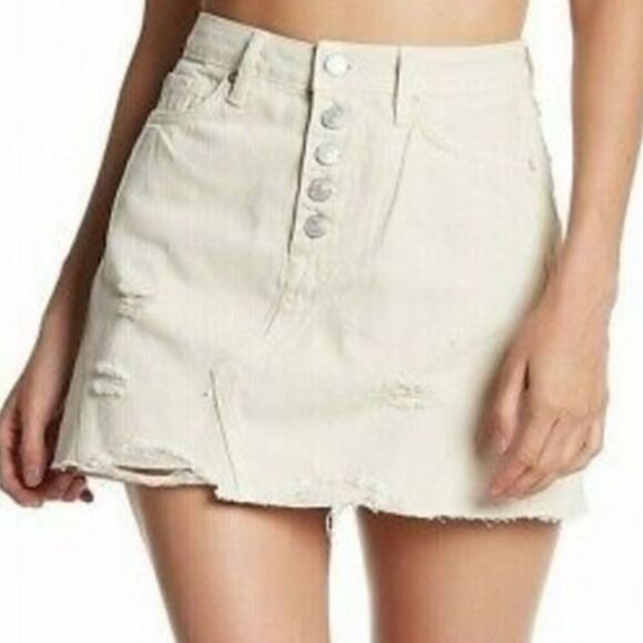 Free People Embellished Denim Skirt Size 25 - Picture 1 of 4